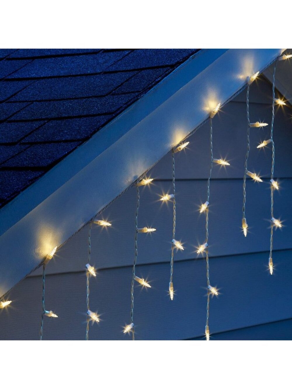 Warm White LED Mini Icicle Lights - 150 Faceted String Lights for Holiday Decor